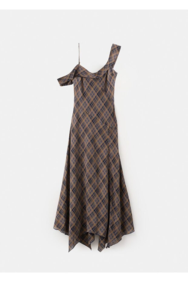 Kareli asimetrik elbise - 3