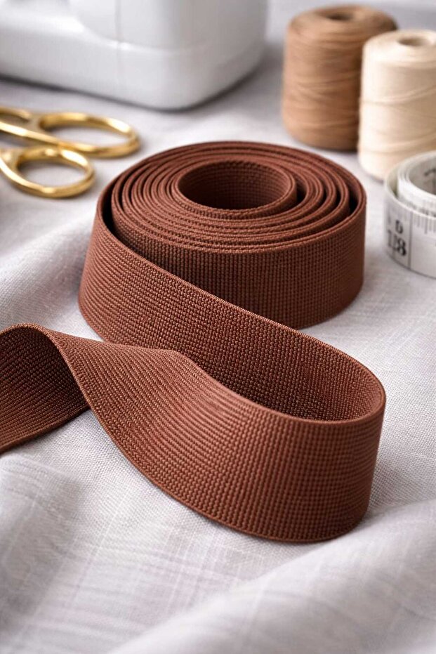 Brown 2.5 cm Waist, Leg and Sock Elastic 1 Pack 5 Meters