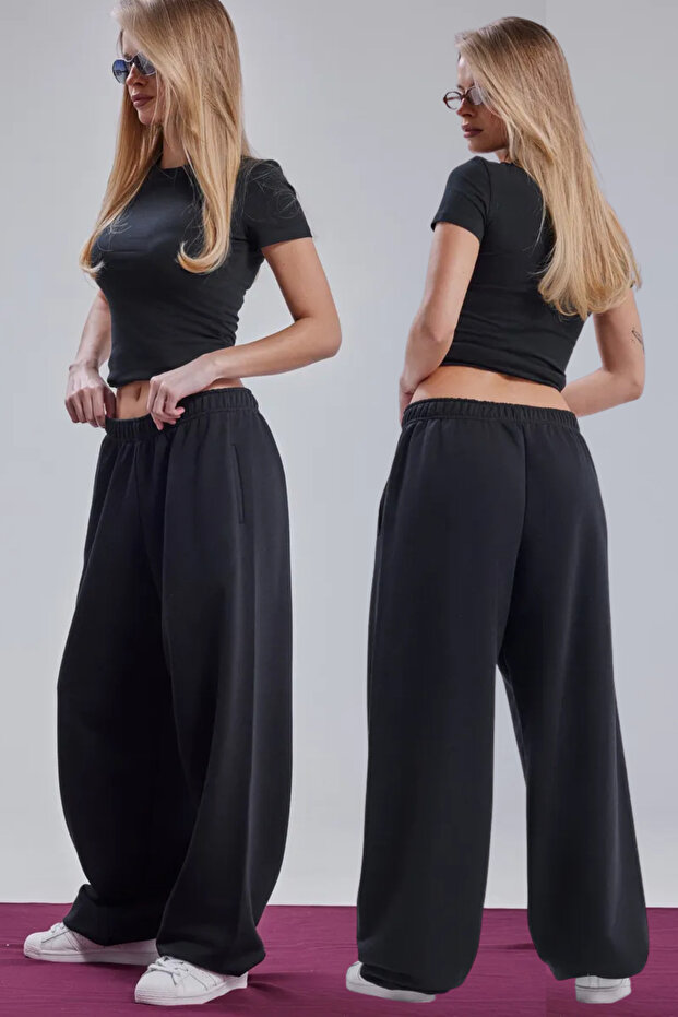 Winter Black/Grey Adjustable Flared Baggy Plus Size O Oversized Sweatpants Loose Fit