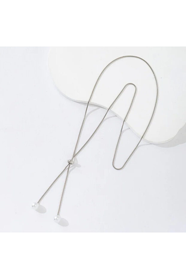 Colier Lung Elegant cu elemente tip perla - 1