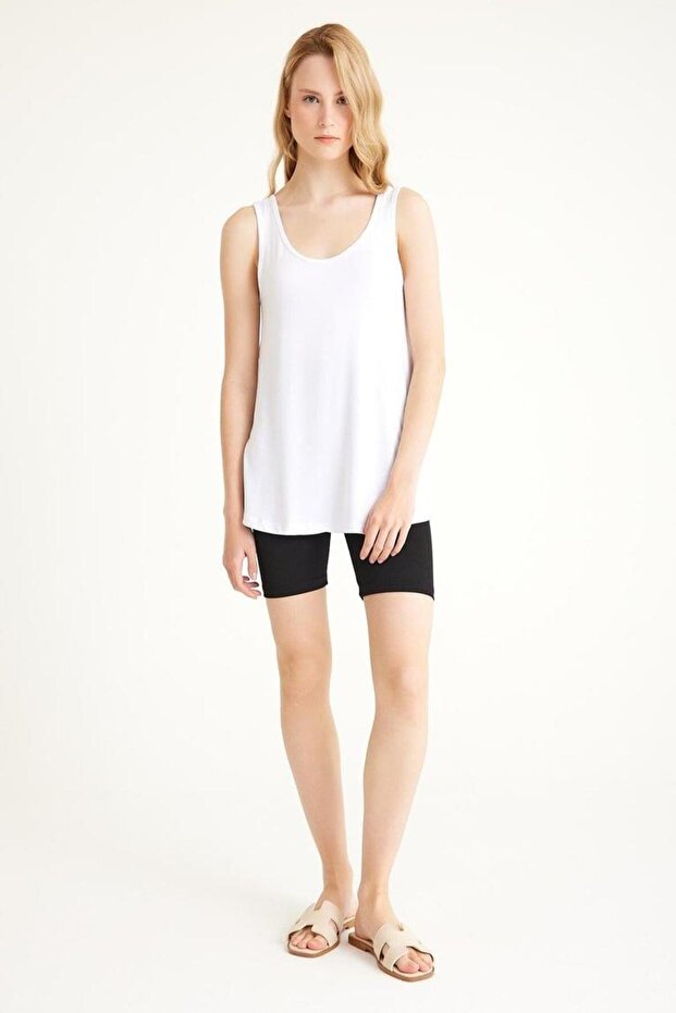 2 Pieces A-Line Comfortable Fit Basic Thick Strap Undershirt T-Shirt - 2