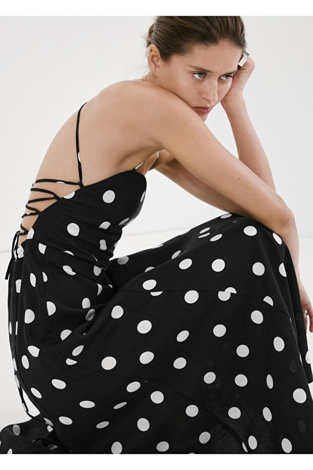 Lyocell puantiyeli elbise - 7