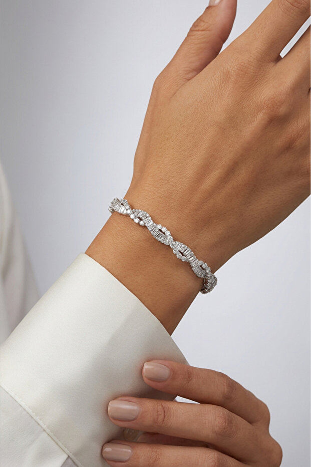 Accessories Zircon Stone Baguette Waterway Wrapped Women's Bracelet
