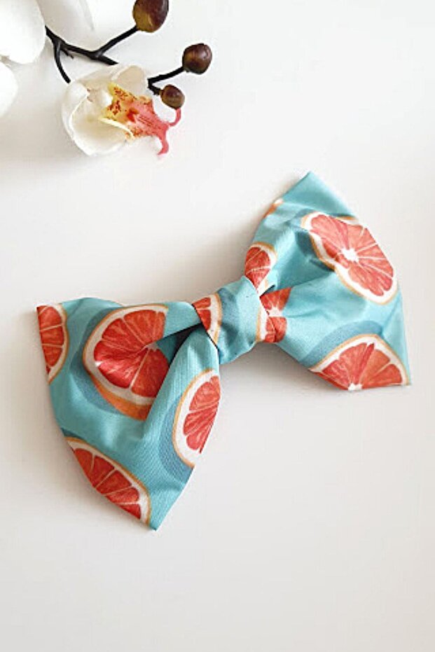 مشبك كبير أوتوماتيكي باللون الأحمر البرتقالي منقوش - 2