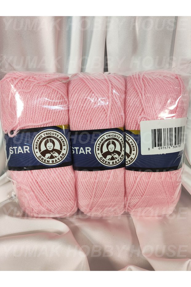 Ören Star Baby Pink Hand Knitting Yarn (3 Pieces) - Color: 039