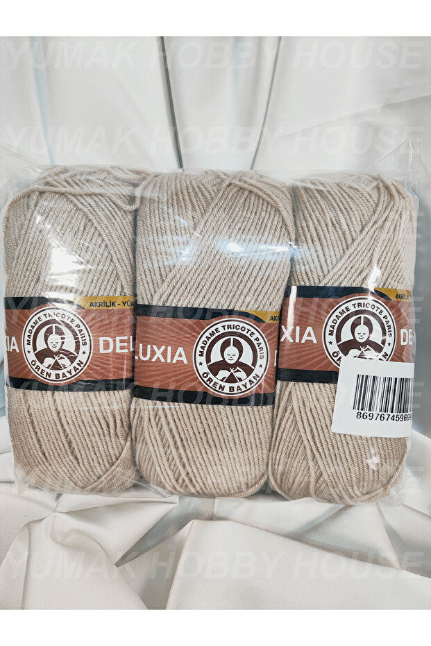 Deluxia Beige Hand Knitting Yarn (3 Pieces) - Color: 130