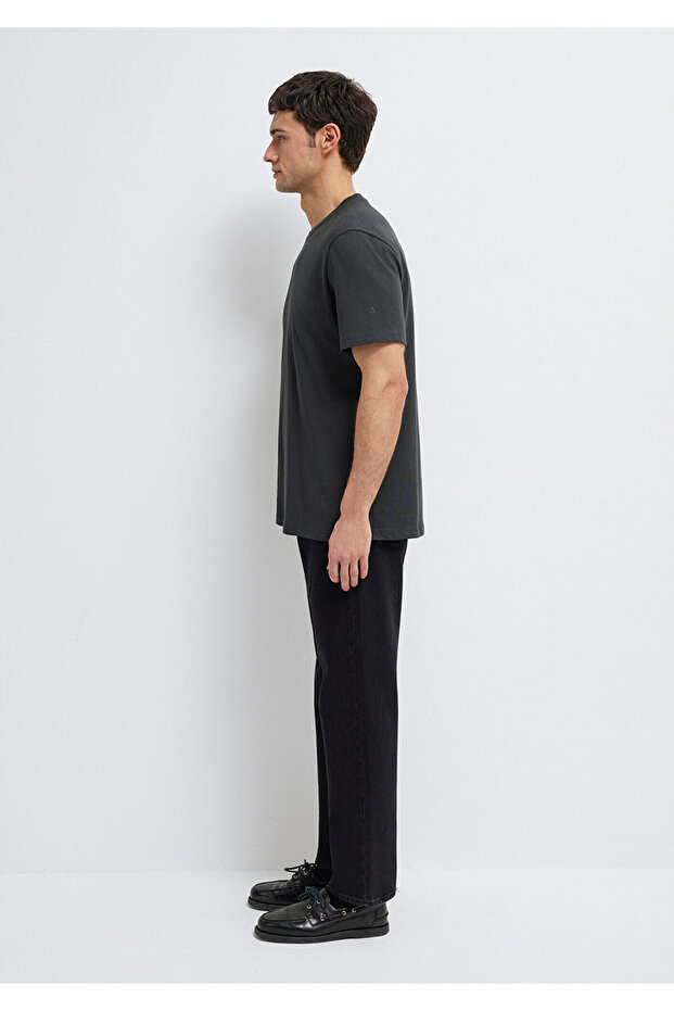 Antrasit Basic Tişört Regular Fit / Normal Kesim 0613477-70092 - 5