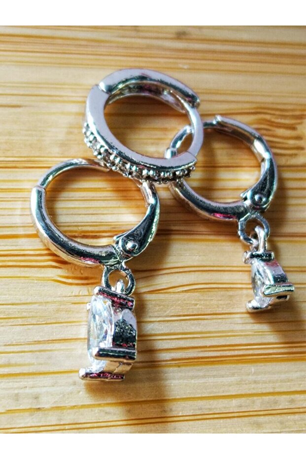 Silver Color Triple Luxury Flashy Figured Earrings