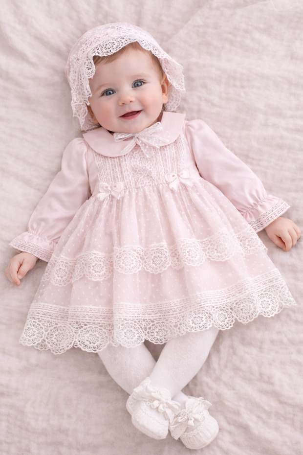 Lunaria Lace – Baby Girl Lace Special Occasion Dress |   Baby Girl Lace Special Occasion Dress-4 Pieces