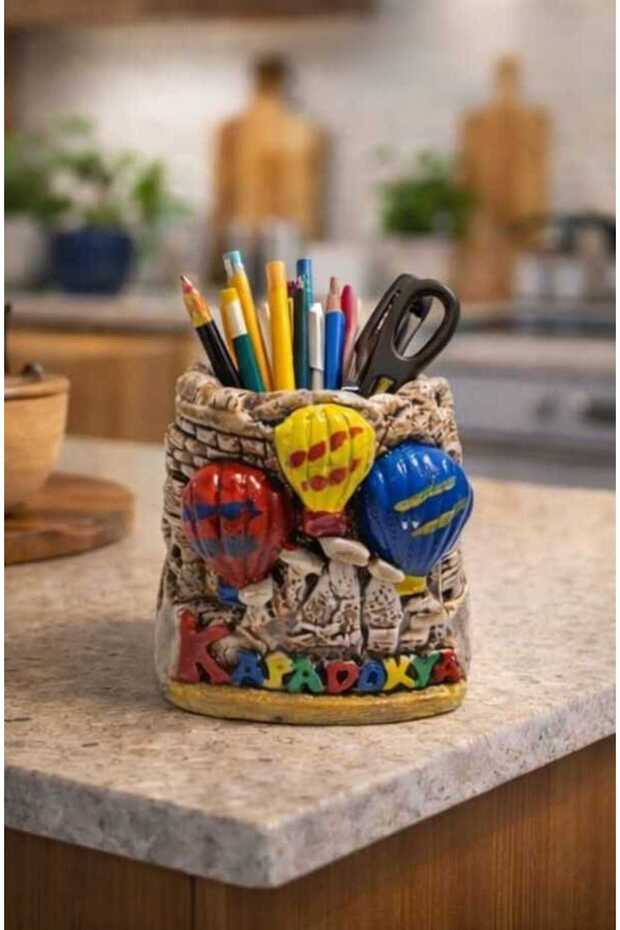 Cappadocia Peribacası Plaster Pen Holder with Balloons