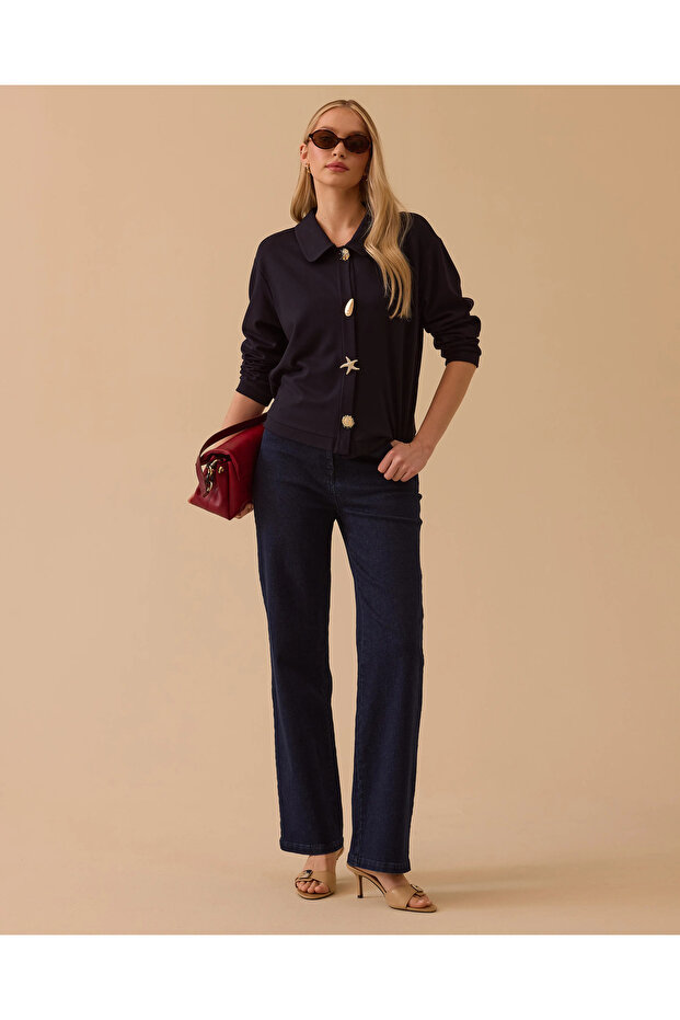 Bebe Yaka Düğmeli Örme Ceket - 2