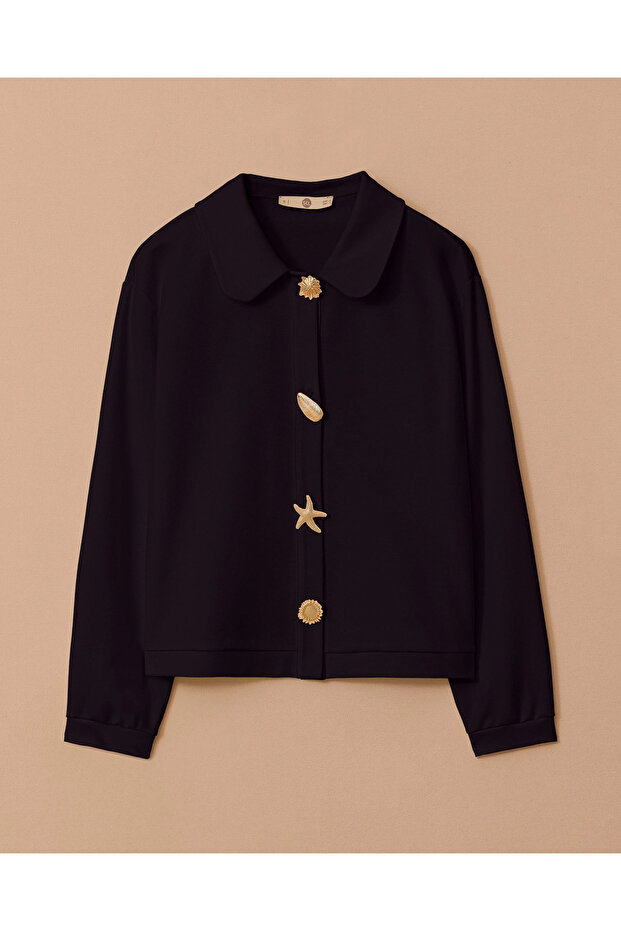 Bebe Yaka Düğmeli Örme Ceket - 6