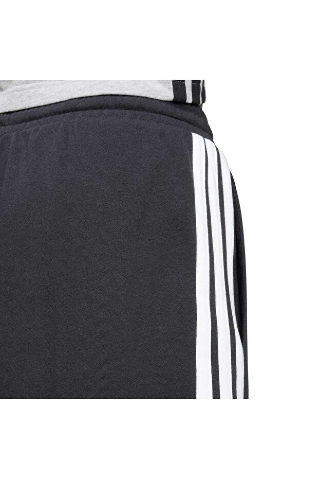Essential 3 Stripes French Terry Erkek Siyah Şort - 6