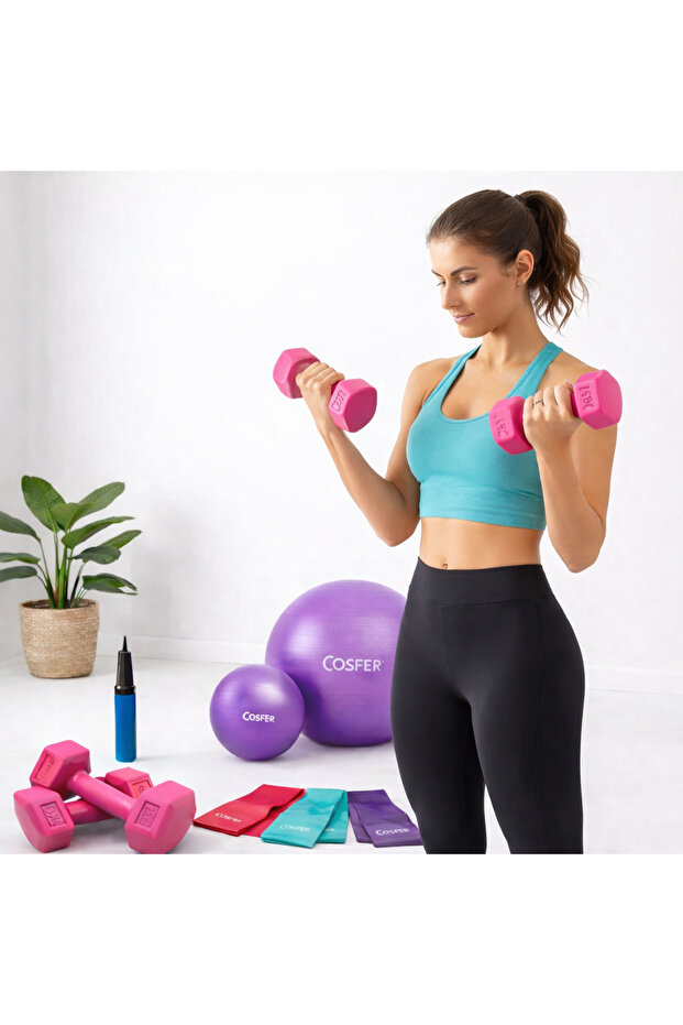 Pilates Seti 65 cm Anti Burst Pilates Topu + 25 cm Mini Pilates Topu + Direnç Lastiği Seti - 2