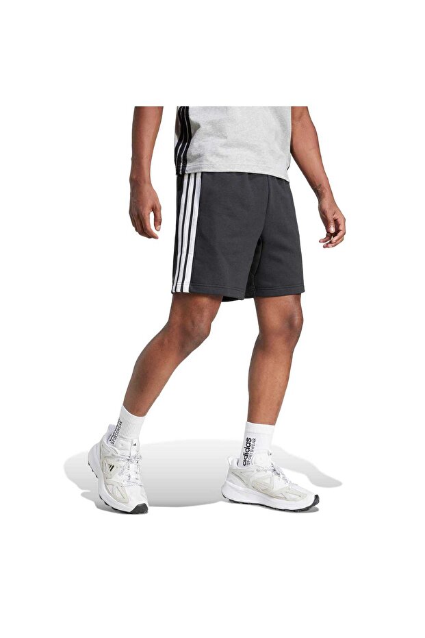 Essential 3 Stripes French Terry Erkek Siyah Şort - 3
