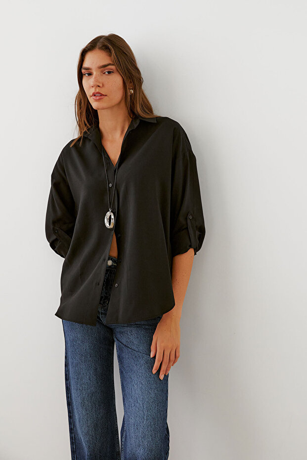 Apoletli Oversize Gömlek - 8