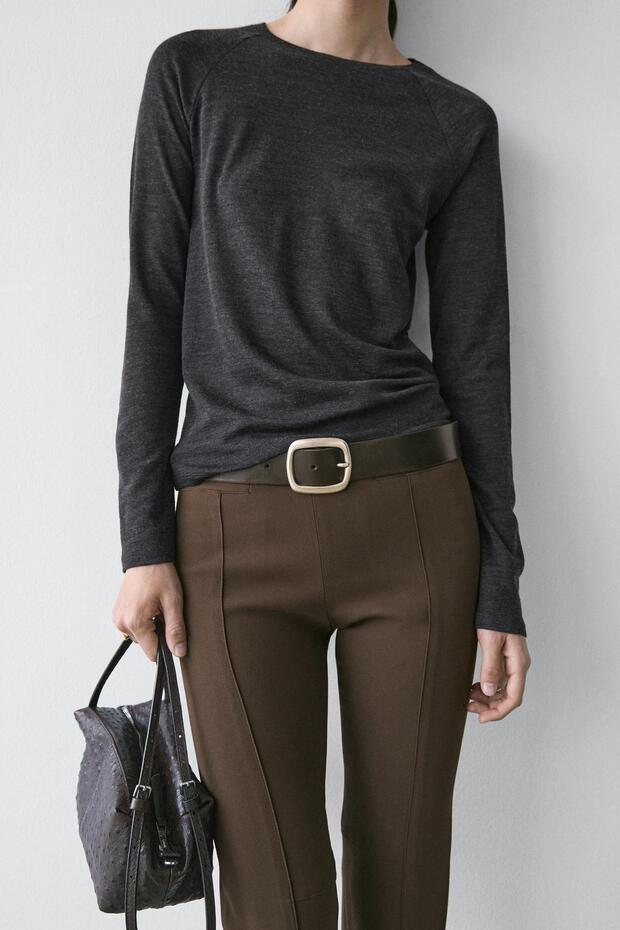 Raglan sleeve wool T-shirt - 2