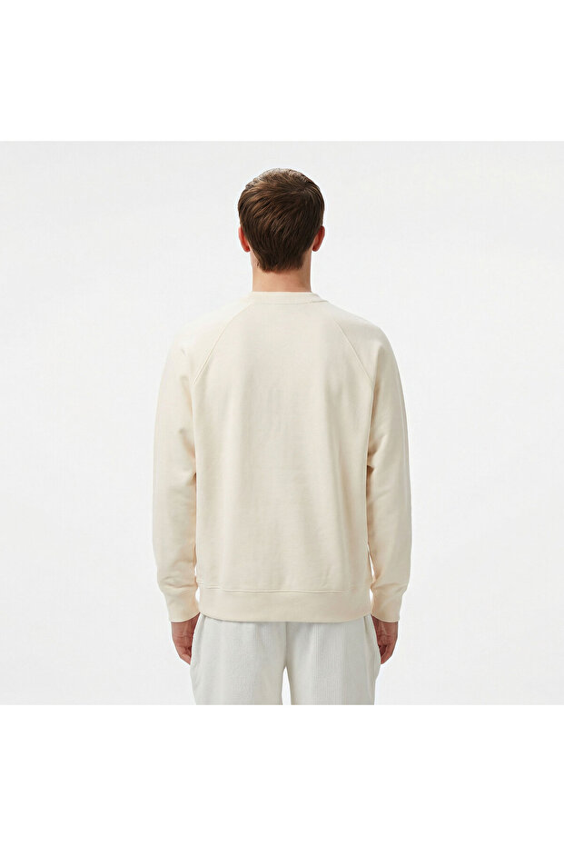 Erkek Classic Fit Bisiklet Yaka Krem Sweatshirt - 2