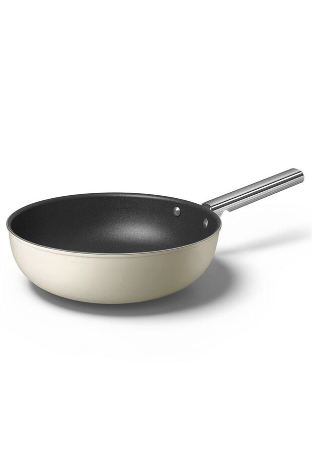 Cookware 50's Style 30 cm Wok Pan Cream