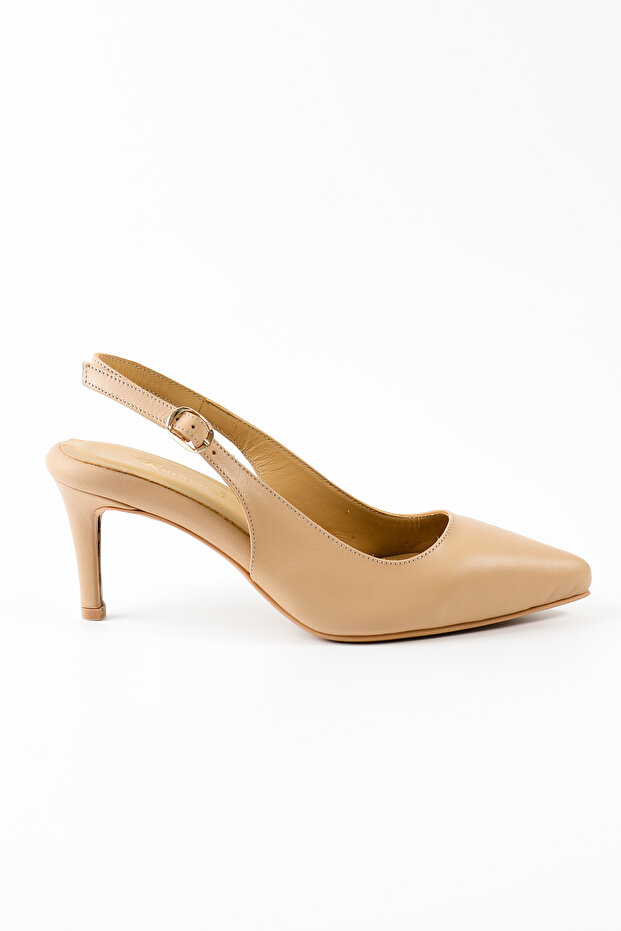 Genuine Leather Nude Heeled Shoes - Rgn80124
