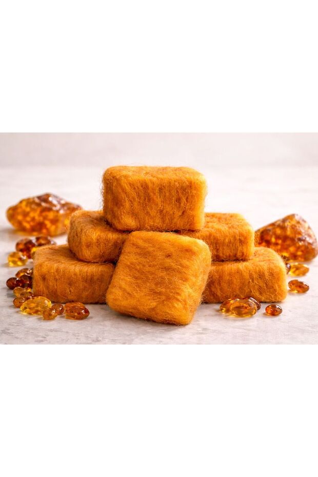 Keçeli Soap Amber - Handmade Natural Soap Covered with Wool with Exfoliating Effect