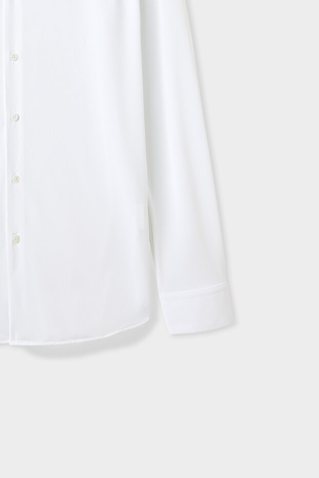 Slim Fit Beyaz Örme Gömlek - 6
