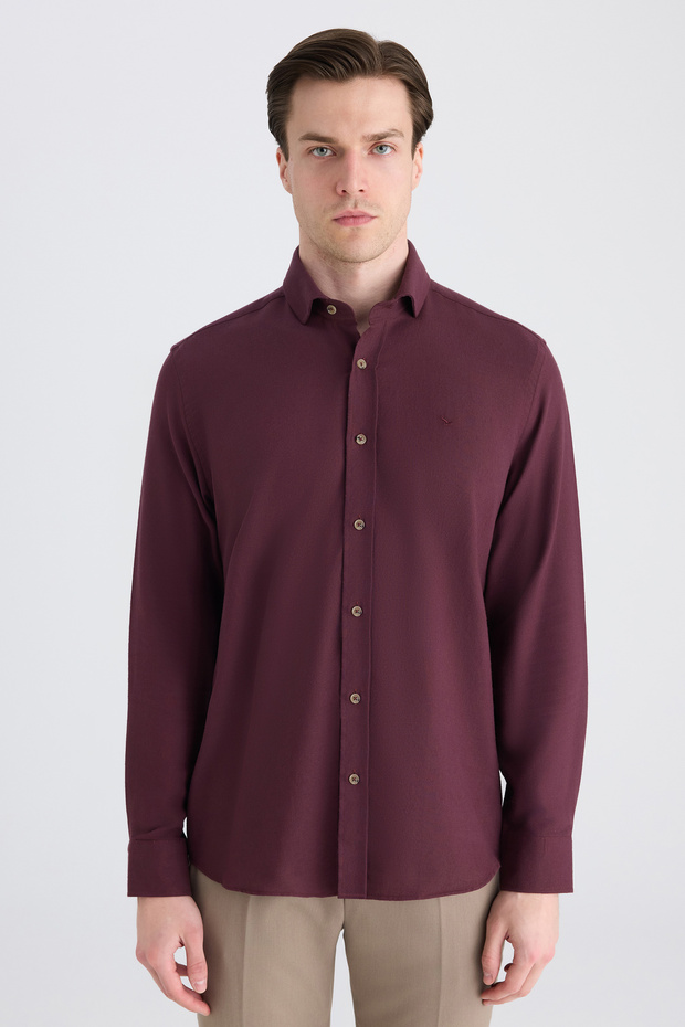 Ds Damat Comfort Burgundy Gabardine Shirt