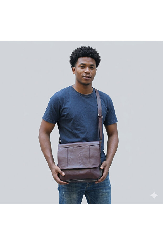 Crossman Genuine Leather Gusseted Cross Messenger Bag Unisex