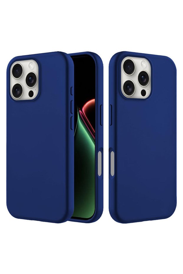 Apple iPhone 16 Pro Compatible Case with Velvet Inside, Erasable Launch Silicone Case, Navy Blue