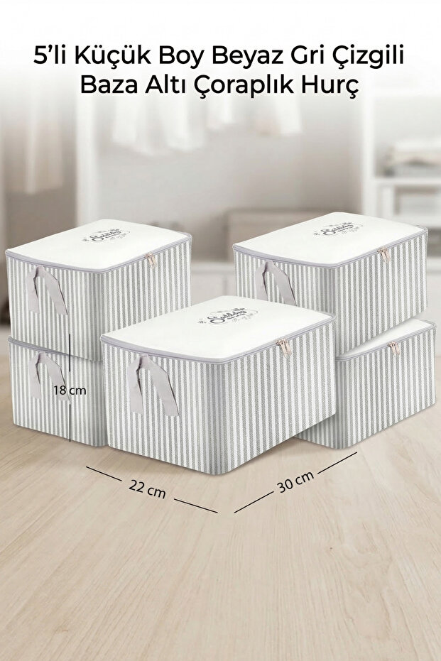 5 Pieces Small Size White Gray Striped Base Socks Bag 30x22x18