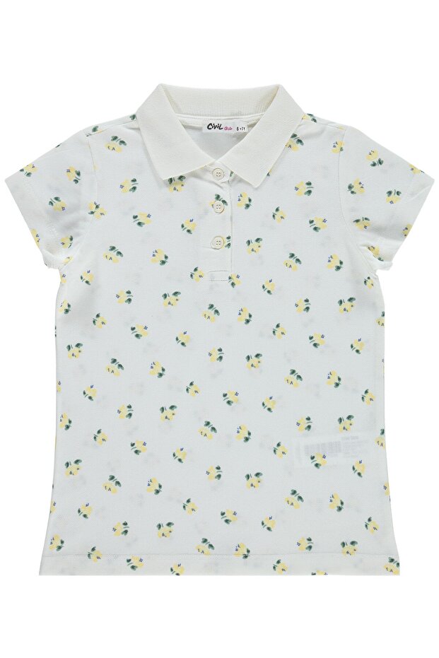 Girl's Leaf Pattern T-Shirt Floral Print Ages 6-9 - Off-White 9-10 Years