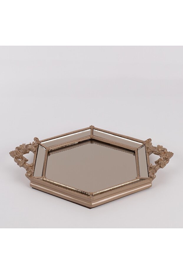 Hexagonal Mink Mirrored Tray - 1