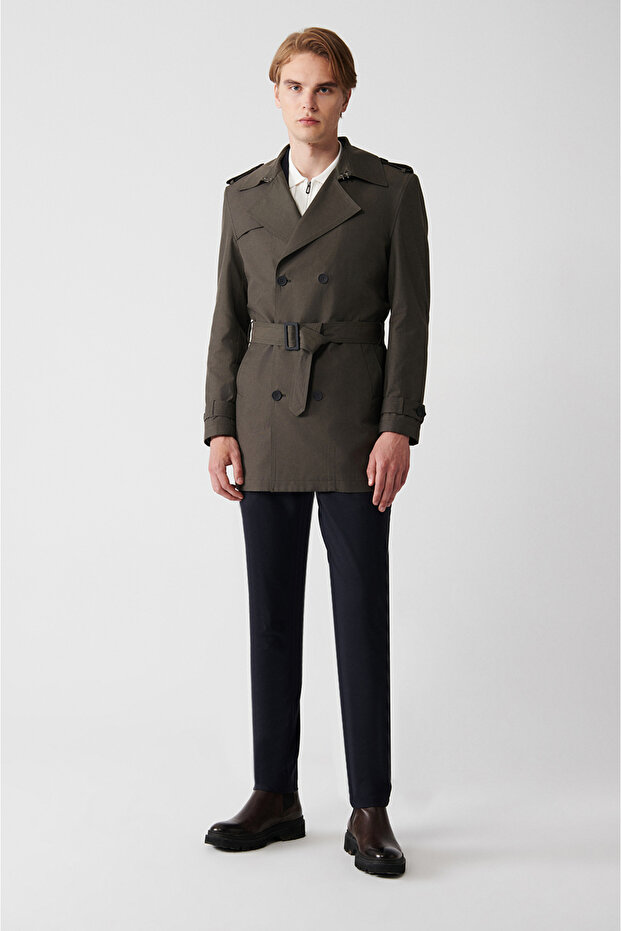 Erkek Haki Su İtici Kumaşlı Kruveze Trench A32Y6000 - 9