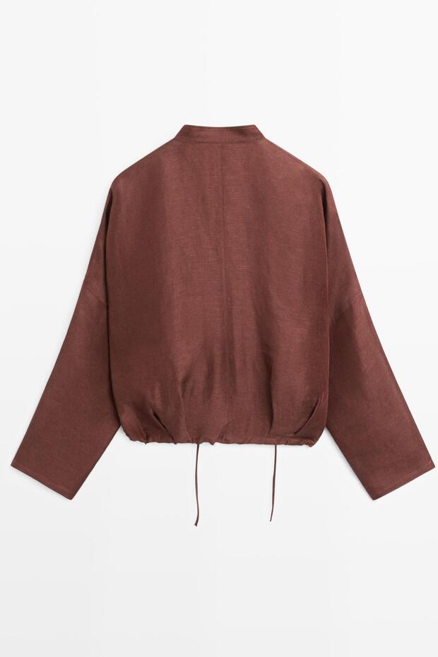 Linen blend bomber jacket - 8