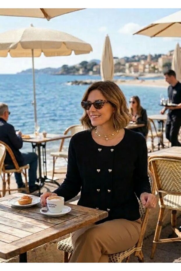 سترة نسائية محبوكة بأزرار مزدوجة الصف