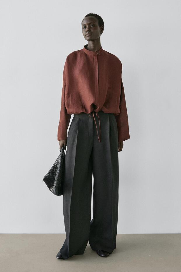 Linen blend bomber jacket - 1