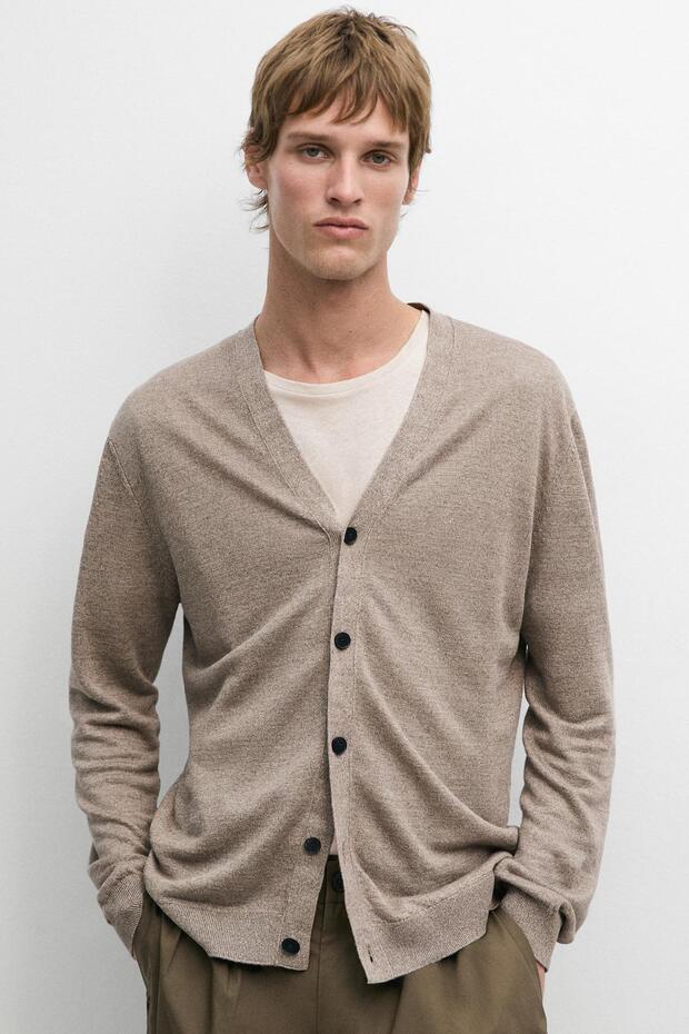Linen button-down knit cardigan - 2