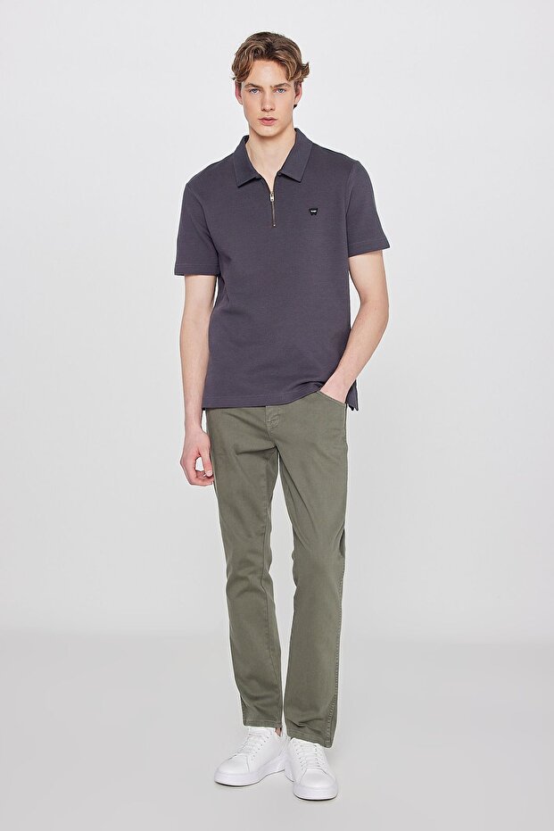 Texas Slim Fit Slim Fit Regular Waist Khaki Stretch Trousers