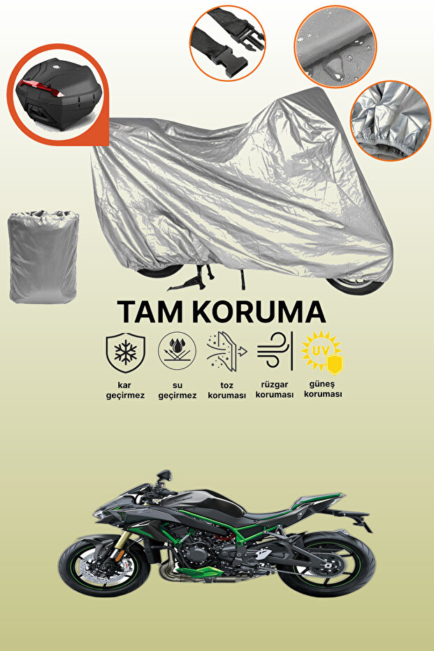 Motorcycle Tarpaulin Compatible with Gray Tail Bag Compatible with Kawasaki Z H2 Se
