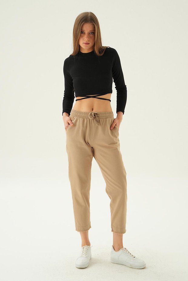 Dark Stone Tassel Trousers 4228