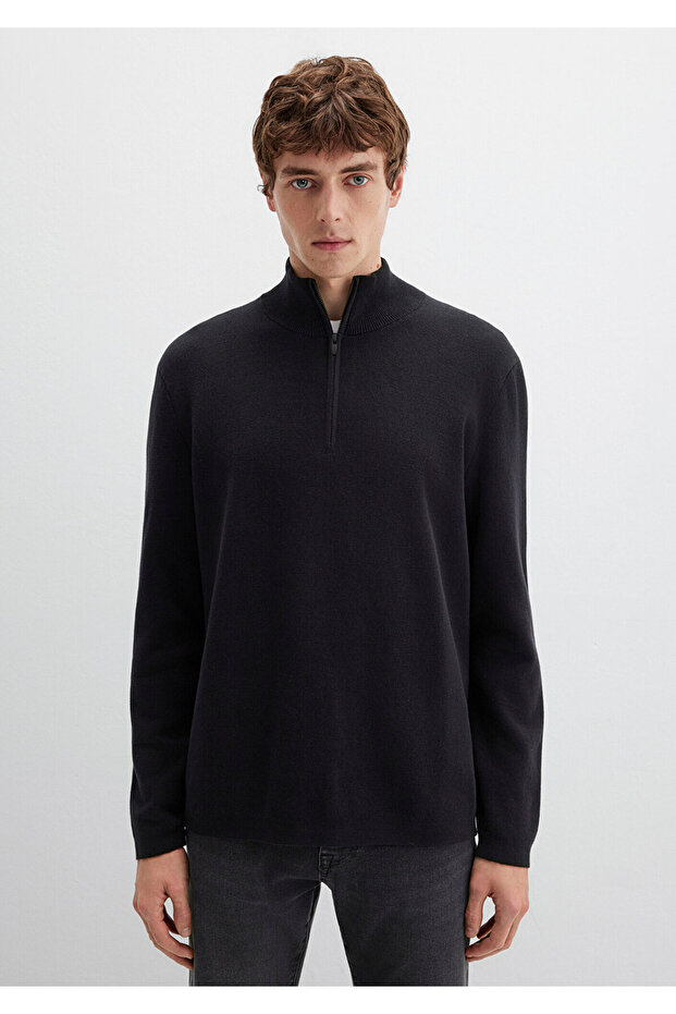 PULOVER HALF ZIP Negru - 4