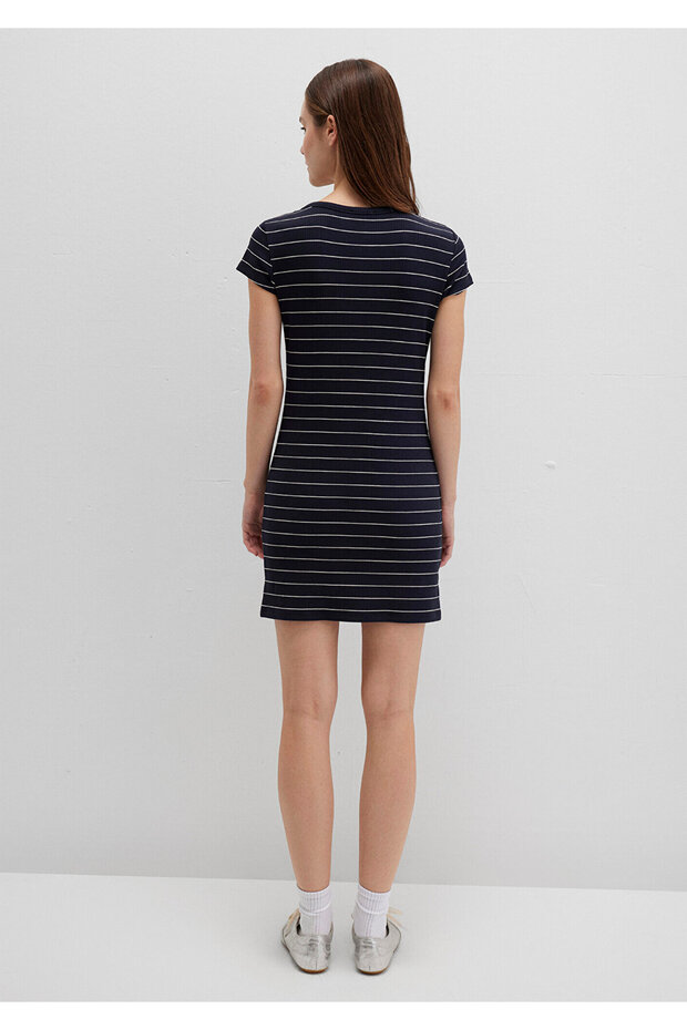 Çizgili Örme Elbise 1310774-91103 - 4