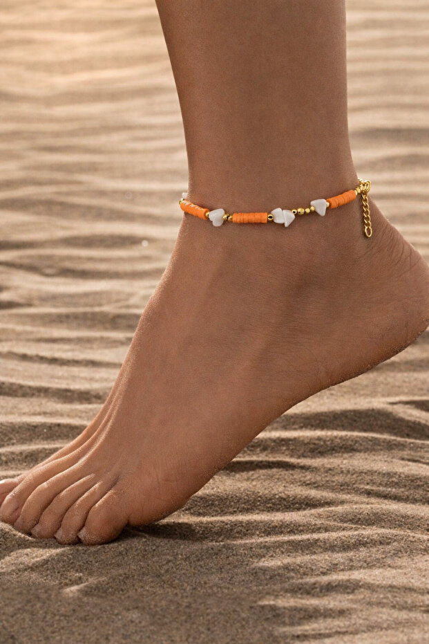 Women's Orange Fimo Anklet