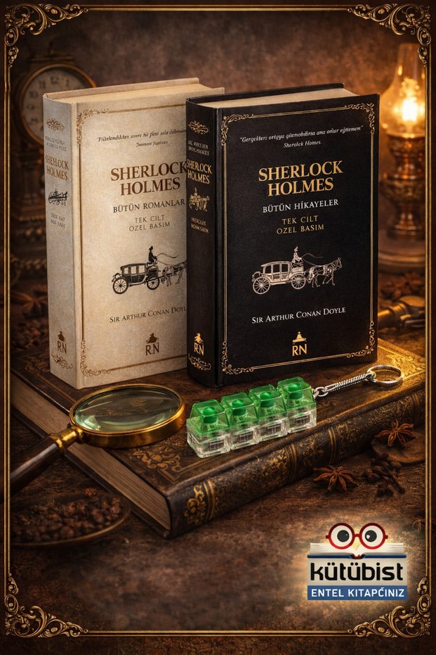 Sherlock Holmes Bütün Hikayeler ve Bütün Romanlar / A.Conan Doyle / Light Keyboard Keychain Gift