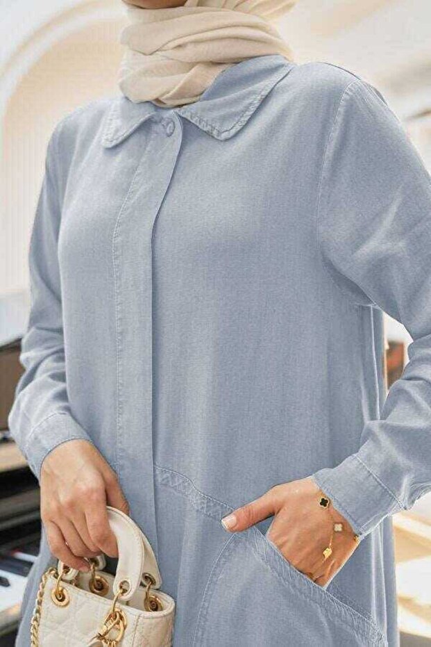 6648- Buttoned Ferace Blue - 2