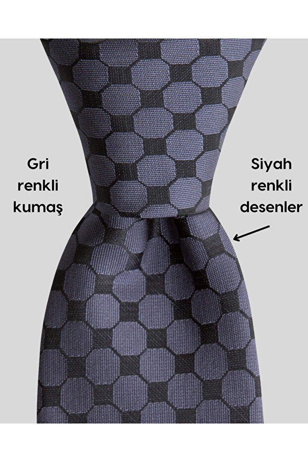 ربطة عنق رمادية منقوشة بعرض 8 سم - 2