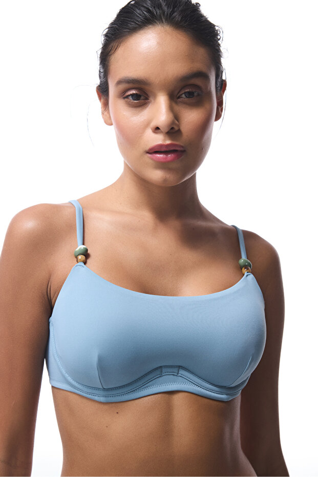 Mavi Maya Boncuklu Bikini Üstü - 1
