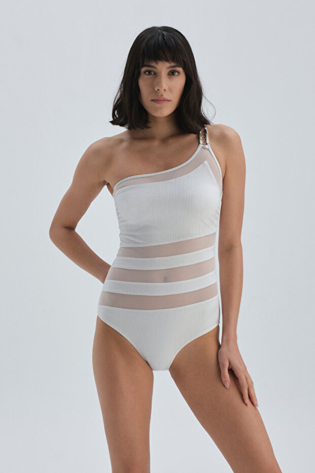 Beyaz Tek Omuz Mayo - 1