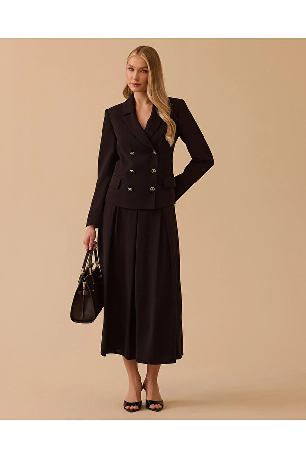 Düğmeli Kruvaze Ceket - 2