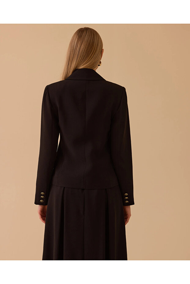 Düğmeli Kruvaze Ceket - 4